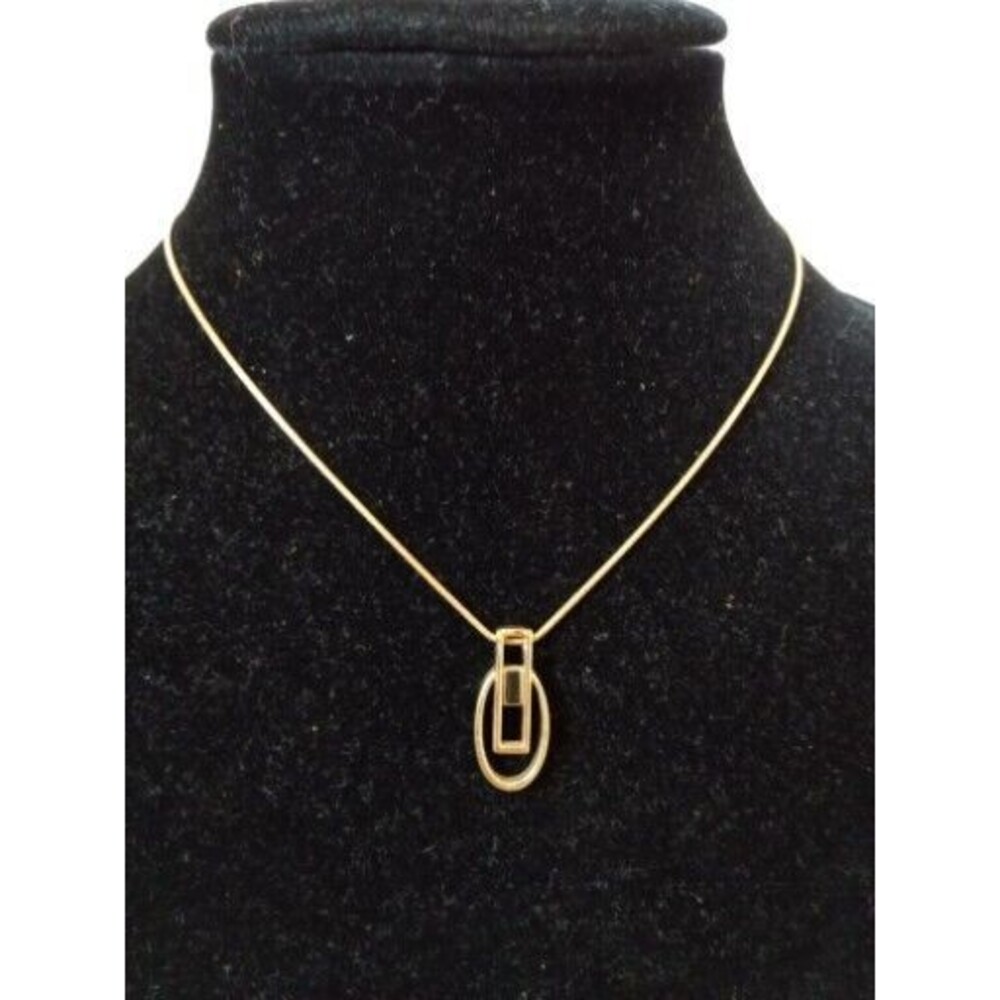 Lia Sophia Pendant Necklace Goldtone With Black Stone - 15- 18in - Picture 3 of 7